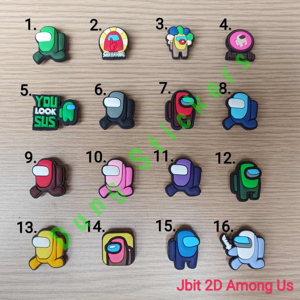 [Combo 10 Among Us] Sticker - Jibbitz - Nút gắn dép sục 2D hình Among Us