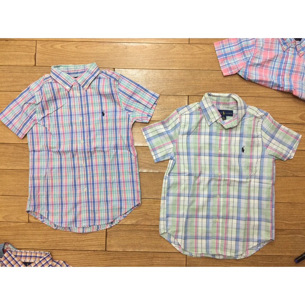 Áo sơ mi kẻ caro bé trai Polo Ralp Lauren hàng xuất sz 6-12 tuổi bé 18-33kg