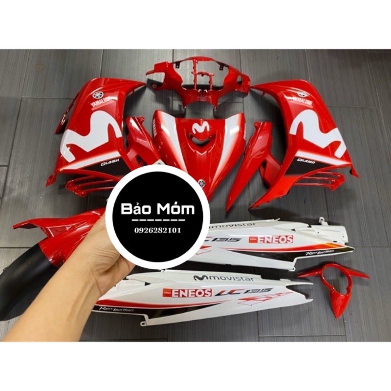 Dàn áo exciter 135 trắng đỏ phiên bản movistar chính hãng -Tặng kèm tem