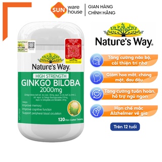 Viên Uống Tuần Hoàn Não NATURE'S WAY High Strength Ginkgo Biloba Tăng Cường Trí Nhớ 2000mg