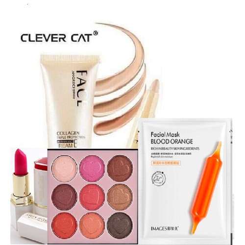 Set Trang Điểm 5 Món Bút Che Khuyết Điểm 2 Đầu + Phấn Mắt Trái Tim Lameila 8 Ô + Mascara 2 Đầu +Kem Chống Nắng Cello Hàn