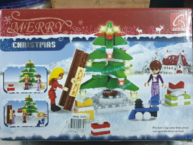 Lego ausini 25325 hộp quà cây thông lấp lánh noel giáng sinh tặng người yêu xe lửa ông già tuyết băng giá