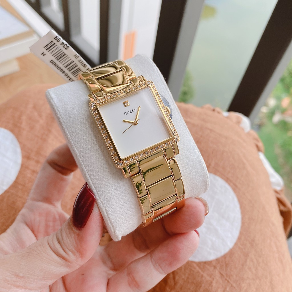 Đồng hồ nữ chính hãng Guess U0914L2 - case vuông cá tính, tông gold sang trọng - Máy pin - Kính cứng