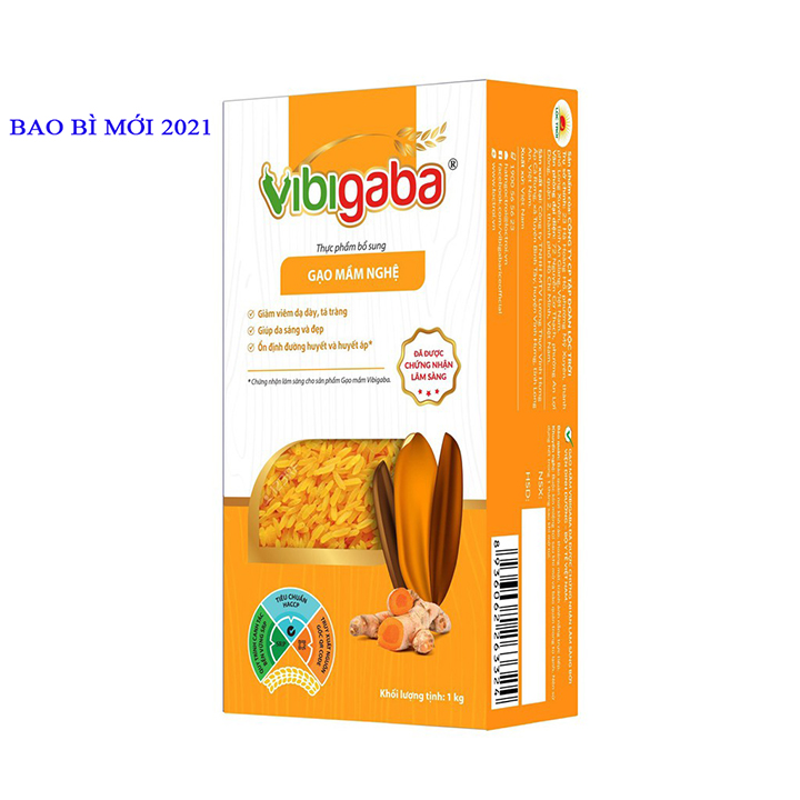 Gạo Mầm Vibigaba Nghệ Hạt Ngọc Trời Gói 1Kg - Gạo Cho Người Viêm Loét Dạ Dày, Tá Tràng, Viêm Gan, Tiểu Đường