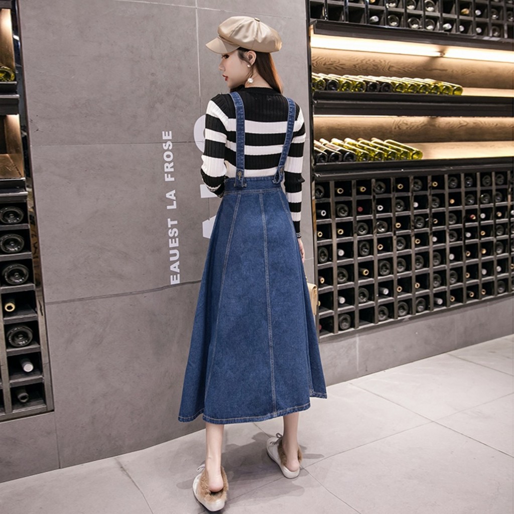Order có size to - Chân váy yếm dài jean , hàng quãng châu , có tới size 3XL
