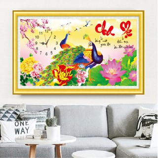 Tranh đính đá Đồng Hồ Cha Mẹ KT:99×55cm
