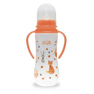 Bình sữa PP cổ thường có quai Pur 250ml, có sẵn 1 núm size L trong bình