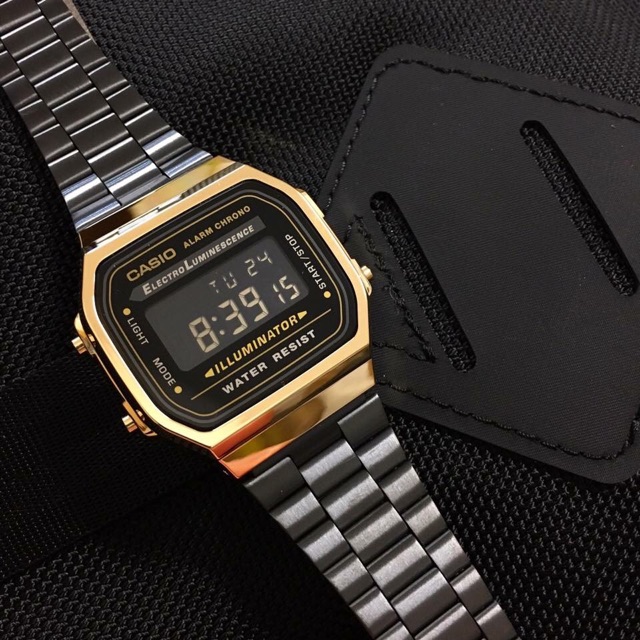Đồng hồ nam nữ Kim loại Casio A168wegb vàng đen chính hãng | BigBuy360 - bigbuy360.vn