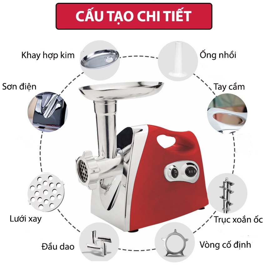 Máy làm xúc xích, giò, chả Bestware - Máy xay thịt tự động đa chức năng - Dễ dàng tháo rời vệ sinh - Bảo hành 12 tháng