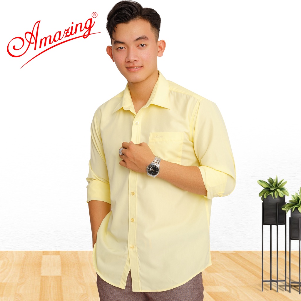 Áo sơ mi nam bigsize, nhiều màu, chất vải mịn, mướt, form regular căn bản, thương hiệu cao cấp Amazing