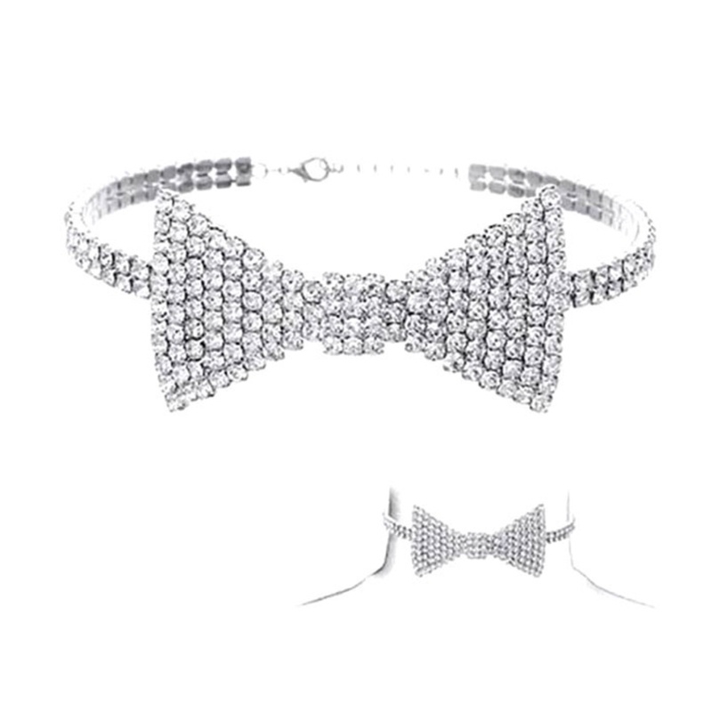 Vòng Cổ Choker Thắt Nơ Đính Đá Pha Lê