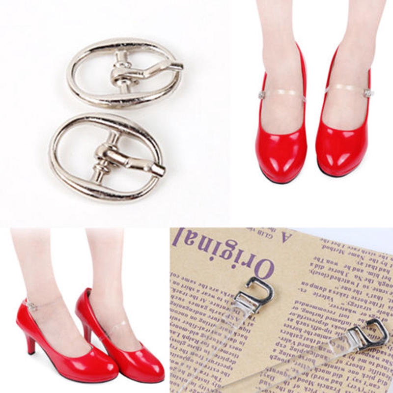 2pc Detachable Clear Silicone Shoe Straps Band for Loose High Heeled Shoes Pumps