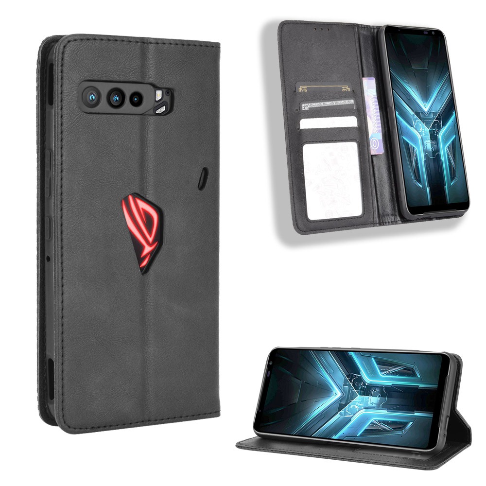Ốp điện thoại ASUS ROG Phone 3 ZS661KS Vintage Flip Cover Từ Ví ROG Phone3 Vỏ da PU Hộp đựng thẻ