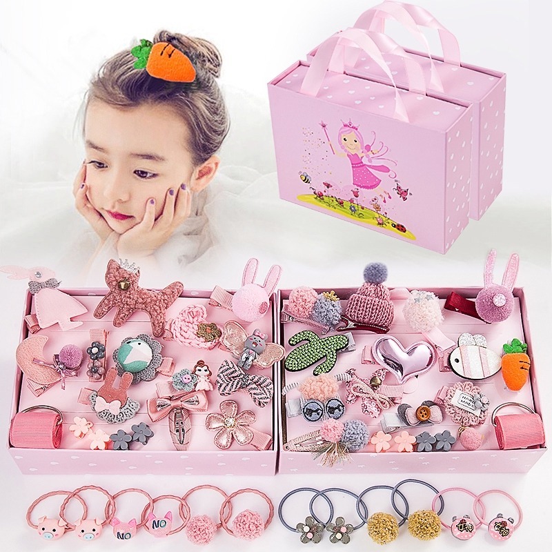 Set 18 Dây Cột Tóc Nơ Dễ Thương Cho Bé Gái