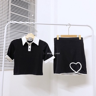 Set bigsize áo croptop chân váy tim
