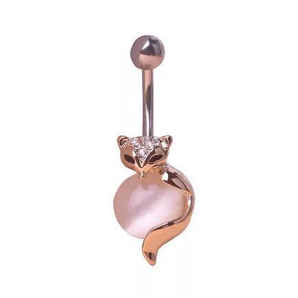 Khuyên Rốn Hình Cáo Đính Đá Opal Dễ Thương