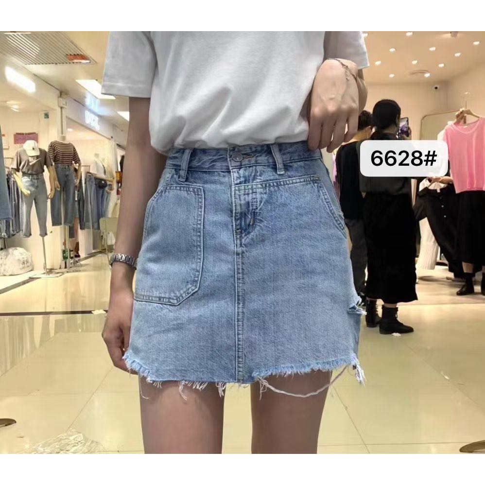 QUẦN VÁY BÒ  RÁCH 1BEN TÚI LỆCH QVB6628 | BigBuy360 - bigbuy360.vn