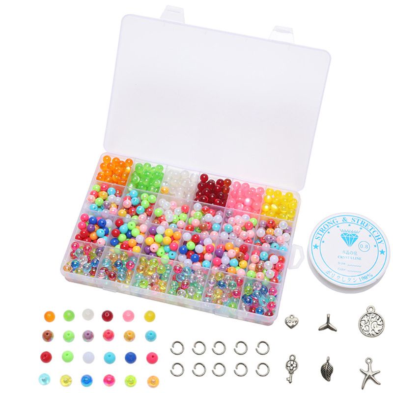 Dây Nhảy 24 Hạt Acrylic Sáng Bóng Nhiều Màu Sắc Tự Làm Trang Sức