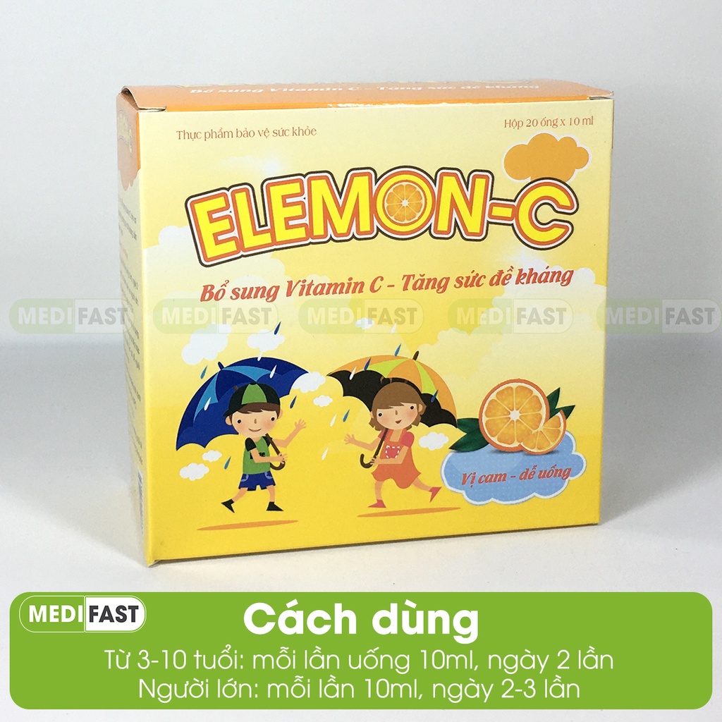 Siro dạng ống Elemon C hộp 20 ống giảm chảy máu mũi tăng đề kháng miễn dịch giúp cơ thể khỏe mạnh đỡ mệt mỏi