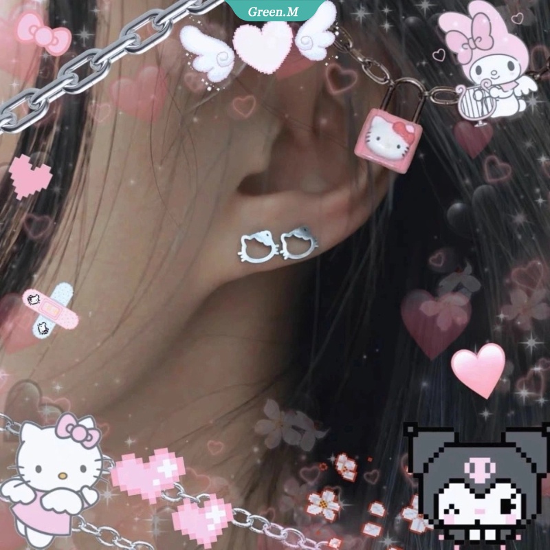 Khuyên Tai Hình Mèo Hello Kitty/ My Melody Sanrio Dễ Thương Làm Quà Tặng Cho Bé Gái