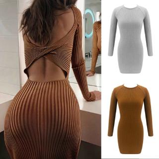 Đầm Body tay dài thiết kế hở lưng quyến rũ cho phái nữ