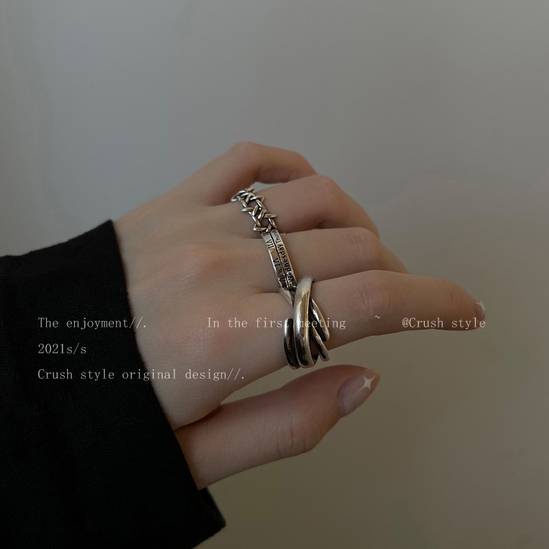 Set Nhẫn Khắc Chữ Số La Mã Phong Cách Cổ Điển Thời Trang