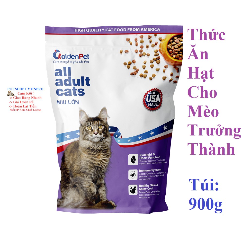 THỨC ĂN HẠT CHO MÈO GoldenPet All all adult cats Túi 900g Xuất xứ USA (Mỹ)