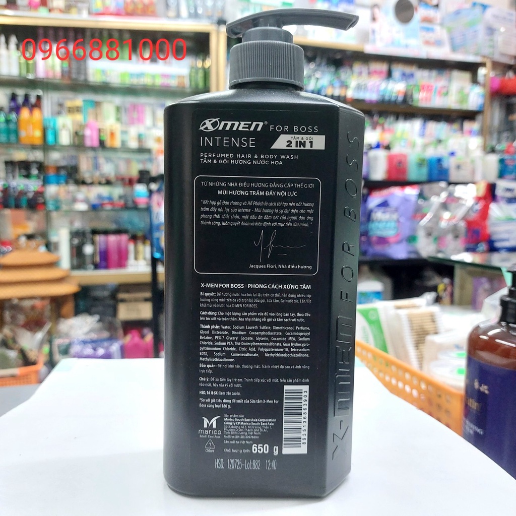 Xmen For Boss Chai Sữa Tắm Gội 2in1 650g Đỏ Intense