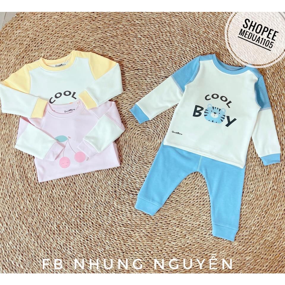 Bộ nỉ ấm GoodMama quần áo thu đông cho bé trai bé gái