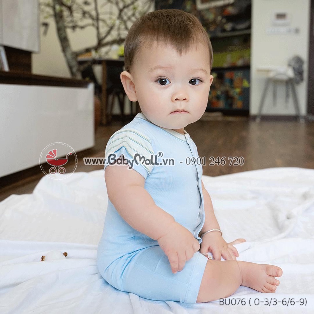 Body bubaby cộc cài thẳng phối tay Bambus