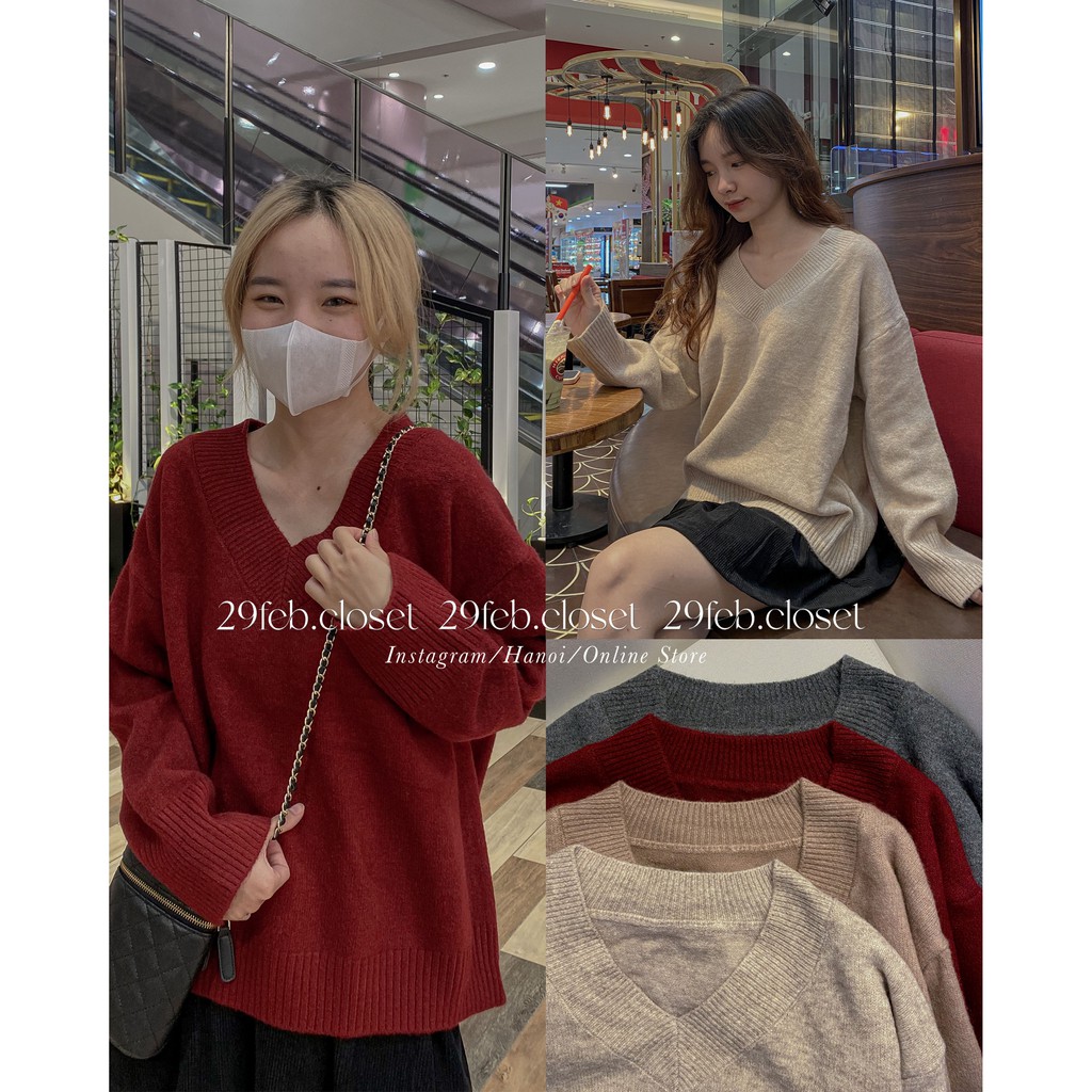 [Ảnh thật/Video] Áo len cổ tim lông thỏ mềm mịn - 29feb.closet | BigBuy360 - bigbuy360.vn