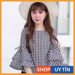 [Hàng Cao Cấp] ÁO SỌC CARO TAY LOE PHONG CÁCH