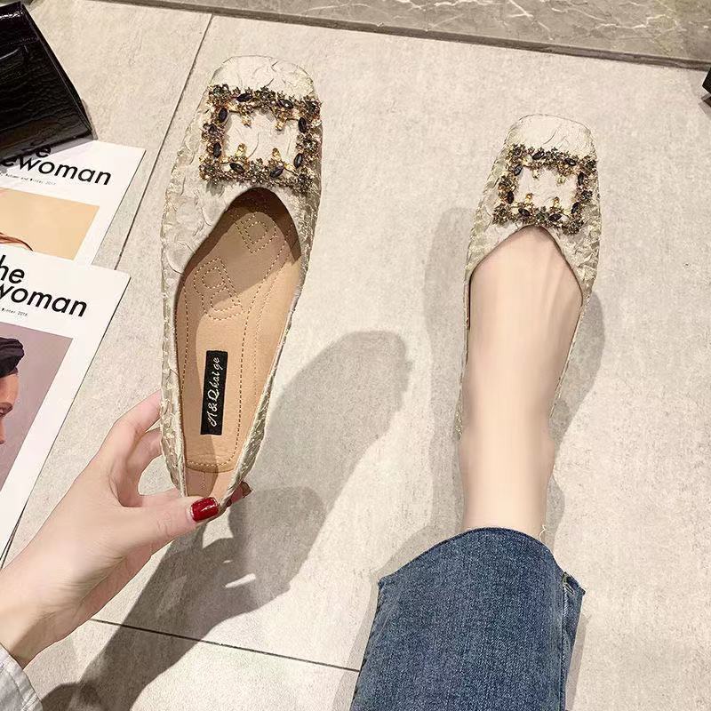 Giày Búp Bê Mũi Vuông Màu Đen Thời Trang Xuân Thu Dành Cho Nữ 2022