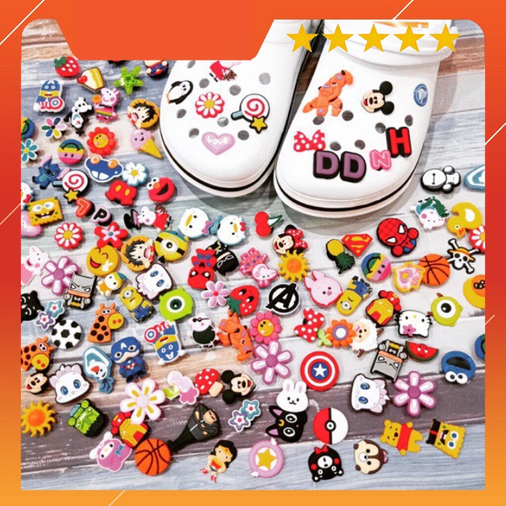SET 10 STICKER 2D siêu dễ thương gắn vô dép cá sấu, shop bóc ngẫu nhiên 88234 SHOP GÌ CŨNG CÓ VP 88