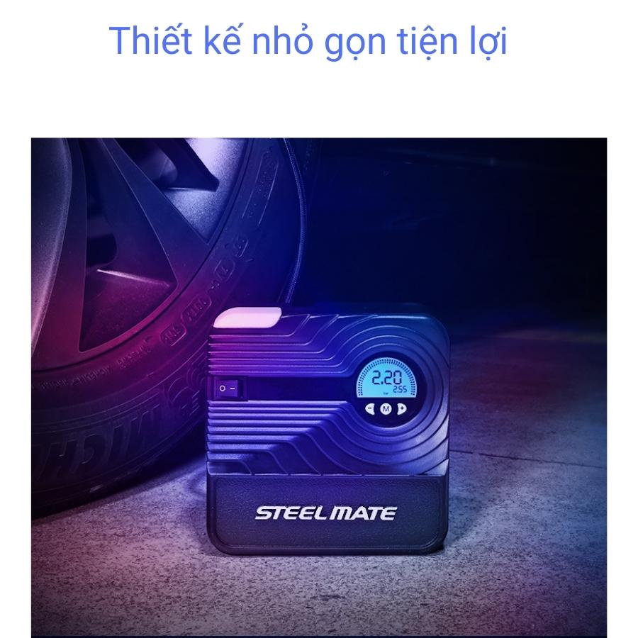 Bơm lốp Ô tô điện tử tự ngắt thương hiệu Steelmate mini 12V cắm tẩu sản phẩm bảo hành 1 đổi 1