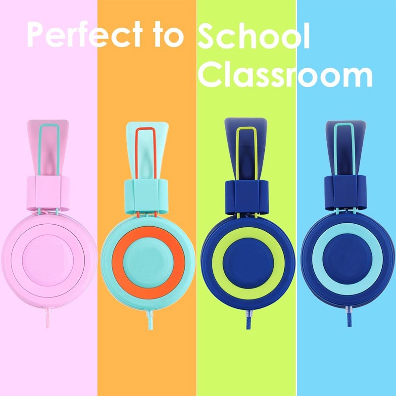 Tai Nghe Chụp Tai Có Dây 3.5mm Có Thể Điều Chỉnh Cho Bé Trai ipad laptop iPhone