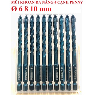 Mũi khoan đa năng 4 cạnh penny 6 8 10 mm