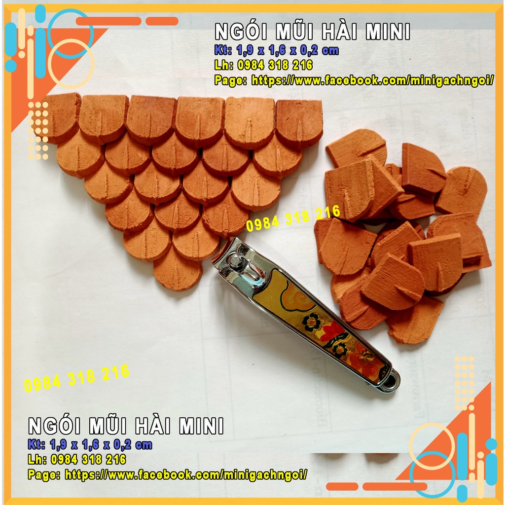Ngói mũi hài Mini (Set 350viên), gạch mini trang trí sân vườn, đồ chơi trẻ em, trang trí tiểu cảnh, trang trí hồ cá