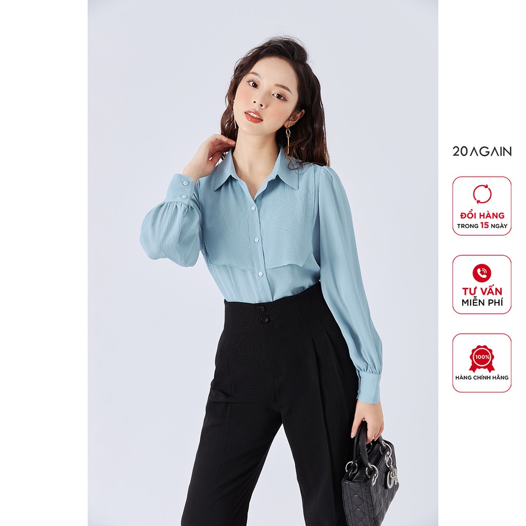 Áo sơ mi nữ dài tay cổ đức 20AGAIN, thiết kế công sở, 3 màu đủ size ASA1645 - Hàng mới về