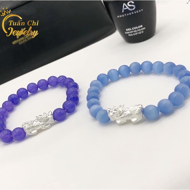 Lắc Tay Bạc BIG SALE Vòng Tay Đá Phong Thủy Đủ Màu Theo Mệnh Kết Hợp Tỳ Hưu Tài Lộc, May Mắn