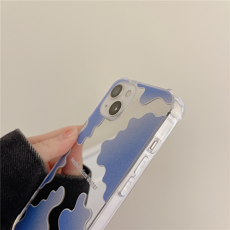 Ốp lưng iphone Ốp Điện Thoại Tráng Gương Màu Xanh Dương Gradient Cho Iphone 11 promax 6 6S plus 7 7plus 8 8plus x xr xs 11 12 13 pro max 7plus 8plus x xr xs 11 12 13 pro max Dinuo case