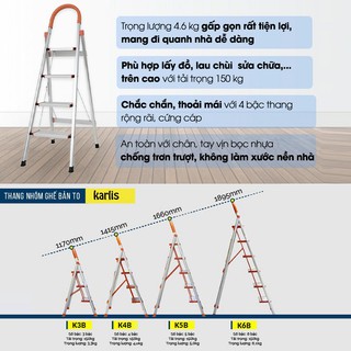 THANG NHÔM GHẾ XẾP 4 BẬC KARLIS K4B