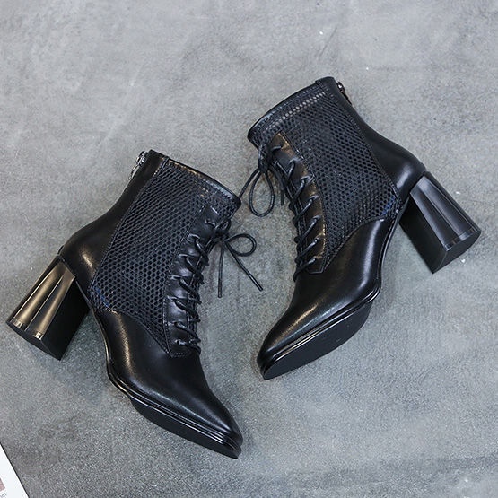 Giày Bốt Martin Cao Gót 2022 Thiết Kế Mới Phối Lưới Rỗng Thời Trang Xuân Hè Cho Nữ