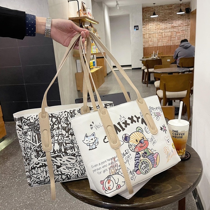 Túi tote nữ da giá rẻ đi học đi chơi hình gấu phong cách Hàn Quốc dễ thương M100