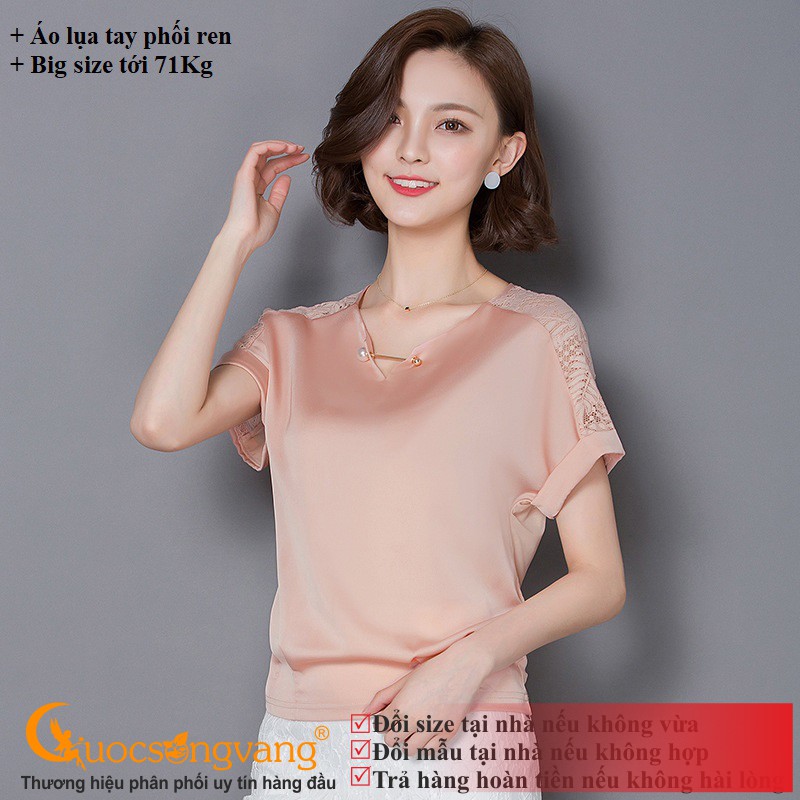 Áo nữ áo lụa phối ren màu hồng GLA113 Cuocsongvang