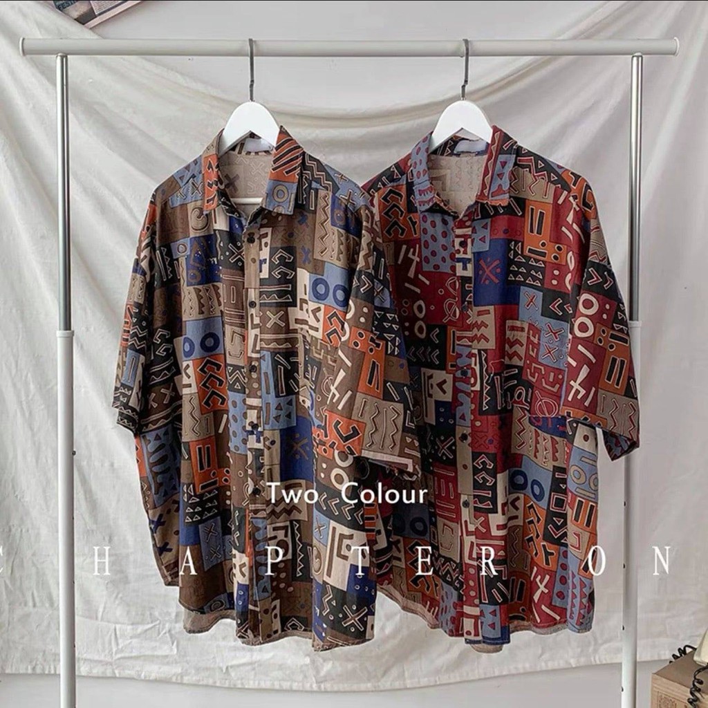 Áo Sơ Mi Nam Cộc Tay Họa Tiết Thổ Cẩm Chất Lụa Cao Cấp,Sơ Mi Dáng Rộng Phong Cách | BigBuy360 - bigbuy360.vn