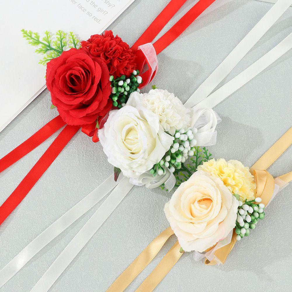 Vòng Tay Hoa Giả Thắt Dây Thời Trang Cho Cô Dâu