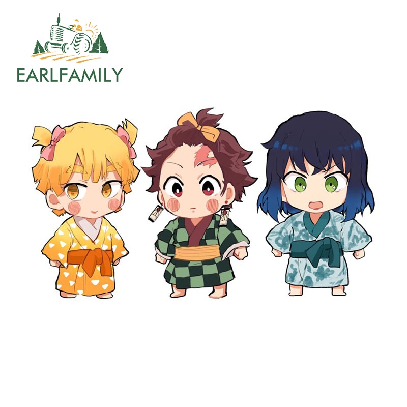 Earlfamily 13cm x 7.4cm cho Demon Slayer Anime Phụ Kiện Xe Hơi Vinyl Decal Cho Xe Máy Thân Mũ Bảo Hiểm Windows Trang Trí