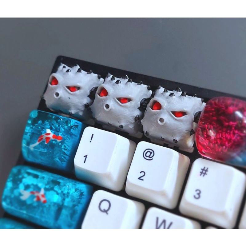 Keycap resin Fugu clone tone xám trang trí bàn phím cơ gaming