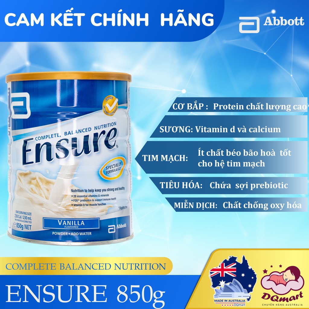 Sữa Ensure Úc 850 gram Date Tháng 6/2023